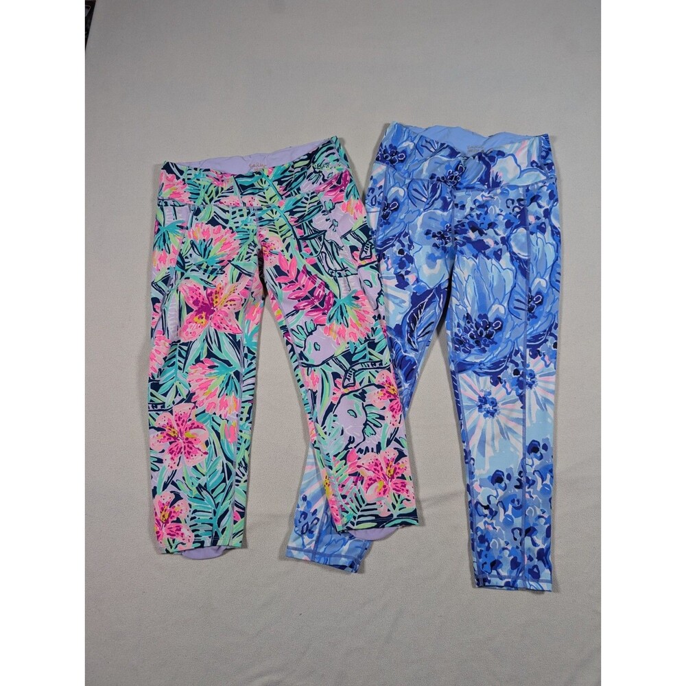 Lilly Pulitzer Floral Capri Leggings Duo - Pink, Green & Blue
